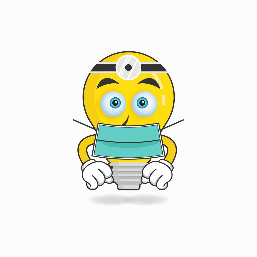 The Bulb mascot character becomes a doctor. vector illustration