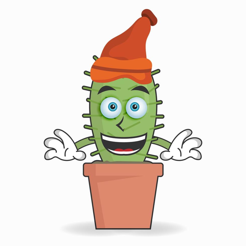 The Cactus mascot character wearing a hat. vector illustration