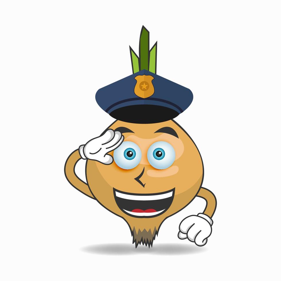 The Onion mascot character becomes a policeman. vector illustration