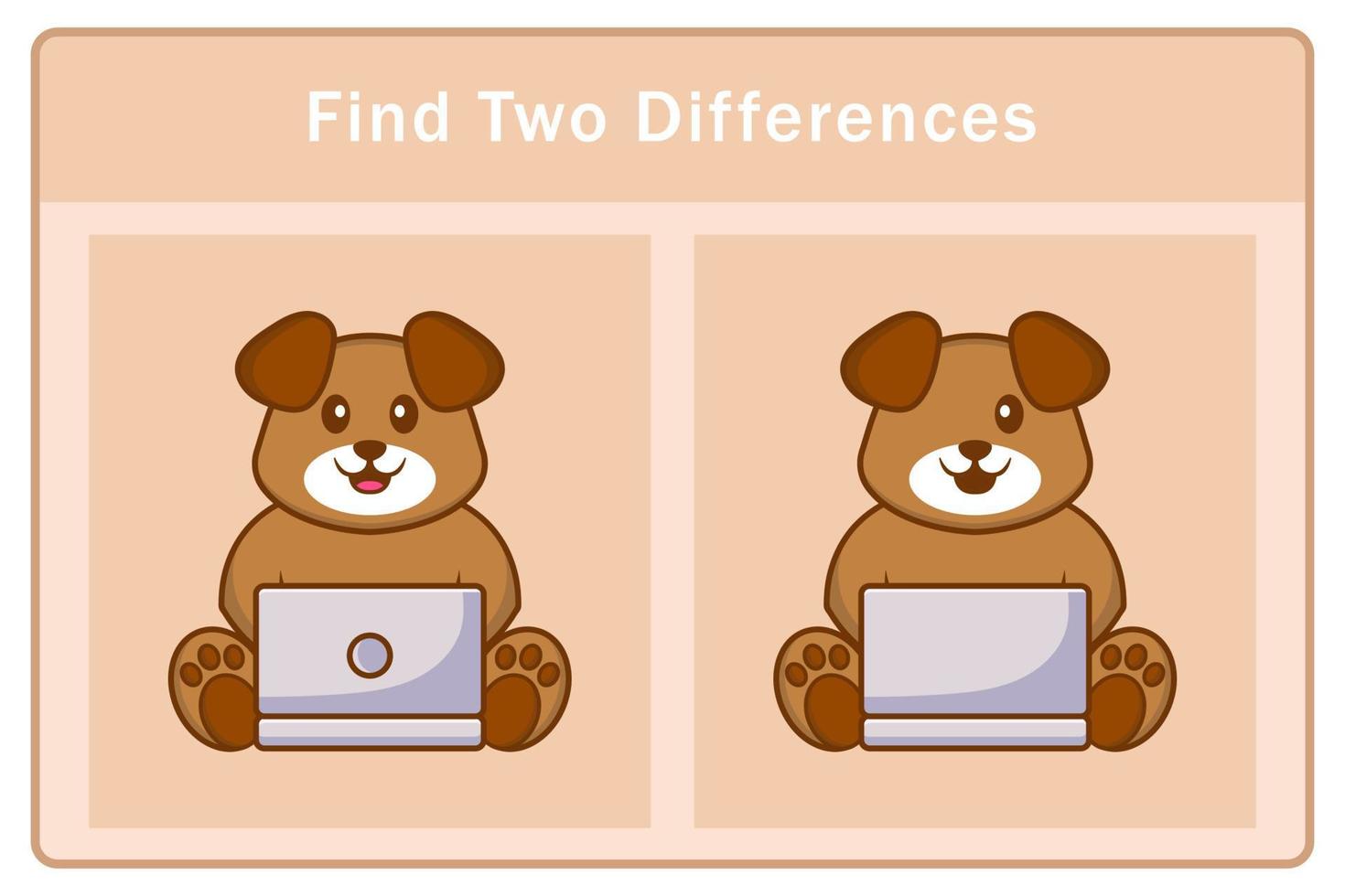 Cute dog cartoon character. Find differences. Educational game for children. Cartoon vector illustration