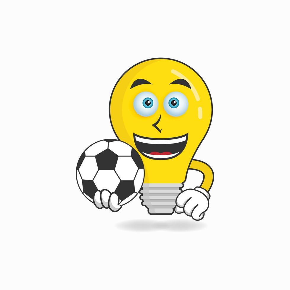 The Bulb mascot character becomes a soccer player. vector illustration