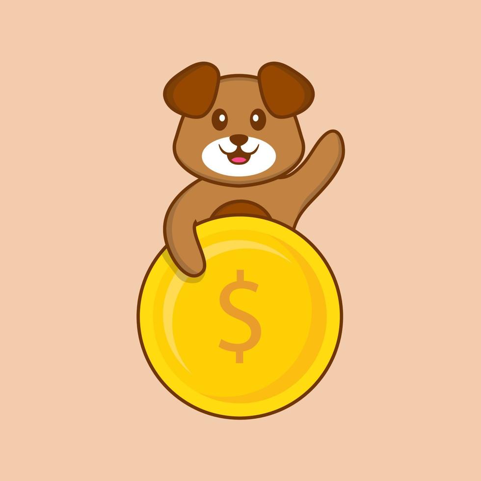 Cute dog cartoon character vector illustration.