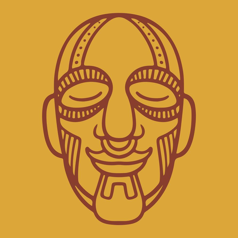 iconos de vector de máscara azteca. caricatura, tradicional, maya, antiguo, cara.