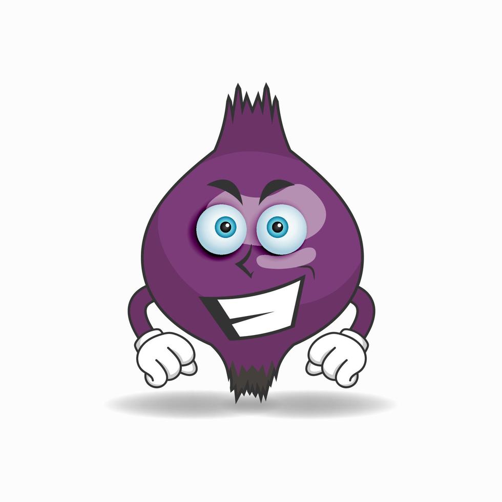 Purple onion mascot character with smile expression. vector illustration
