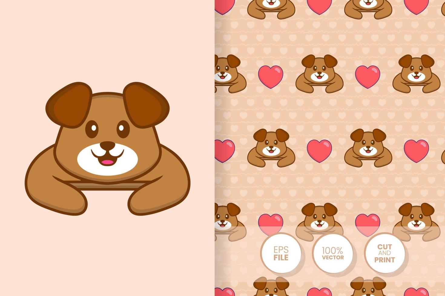 Cute dog cartoon character. seamless pattern background. vector