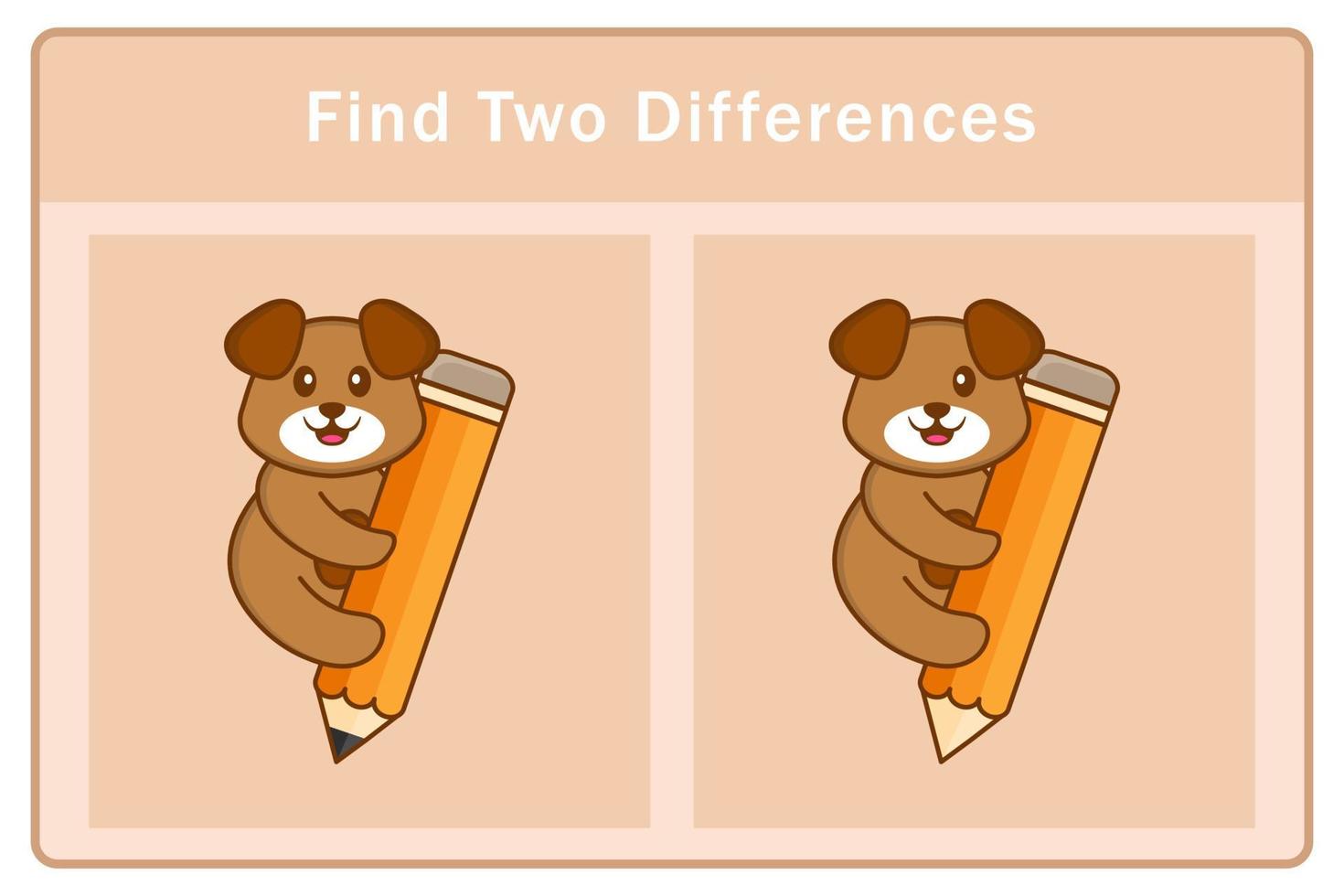 Cute dog cartoon character. Find differences. Educational game for children. Cartoon vector illustration