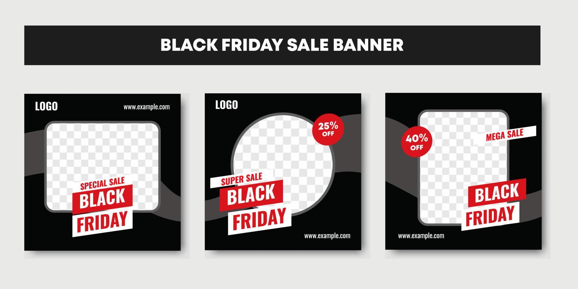 Black friday banner, social media post template, torn paper. vector