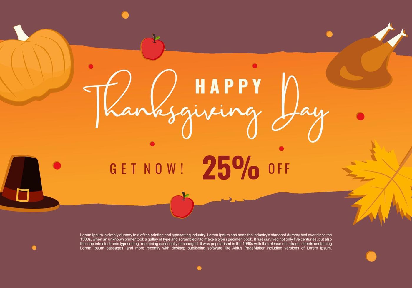 Thanksgiving day sale banner. Autumn season happy Thanksgiving day vector