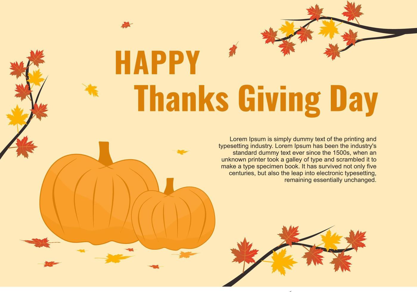 Happy Thanksgiving Day banner with pumpkins and leaves. vector