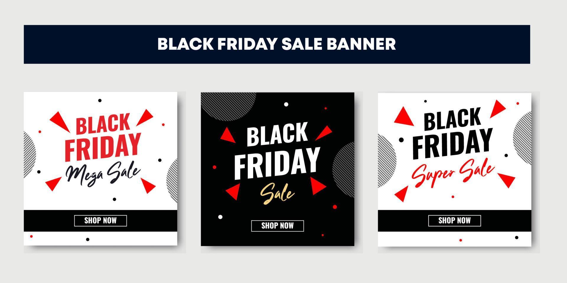 Black friday social media post template, banner advertisement vector