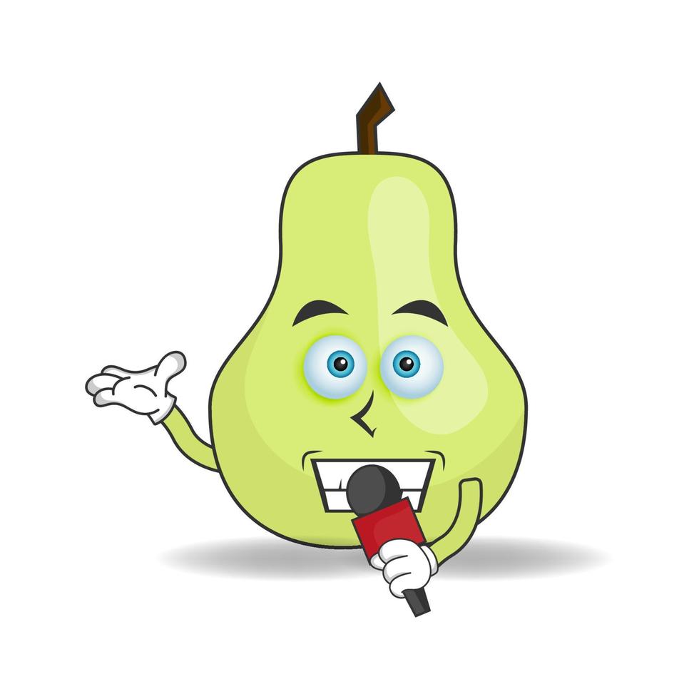 The Guava mascot character becomes a host. vector illustration