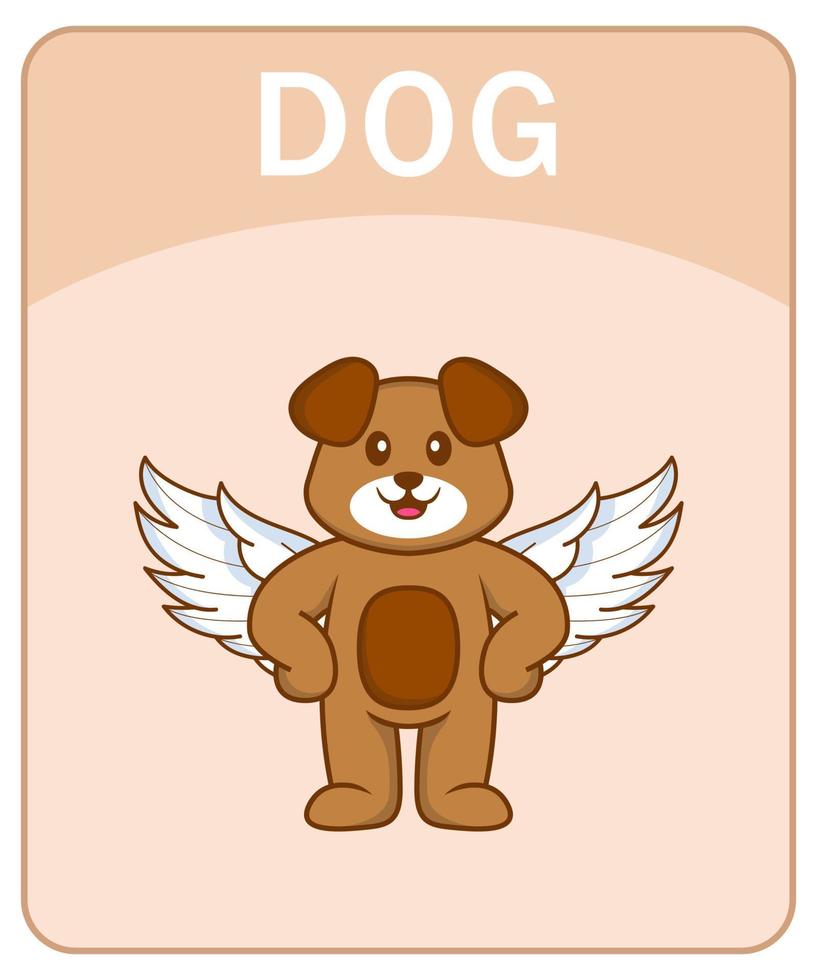 Alphabet flashcard with Cute dog cartoon character. vector