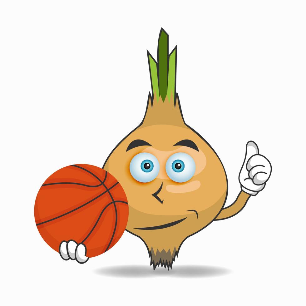 The Onion mascot character becomes a Onion player. vector illustration