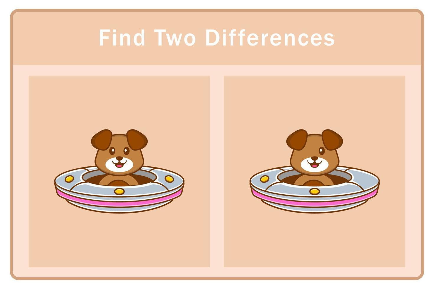 Cute dog cartoon character. Find differences. Educational game for children. Cartoon vector illustration