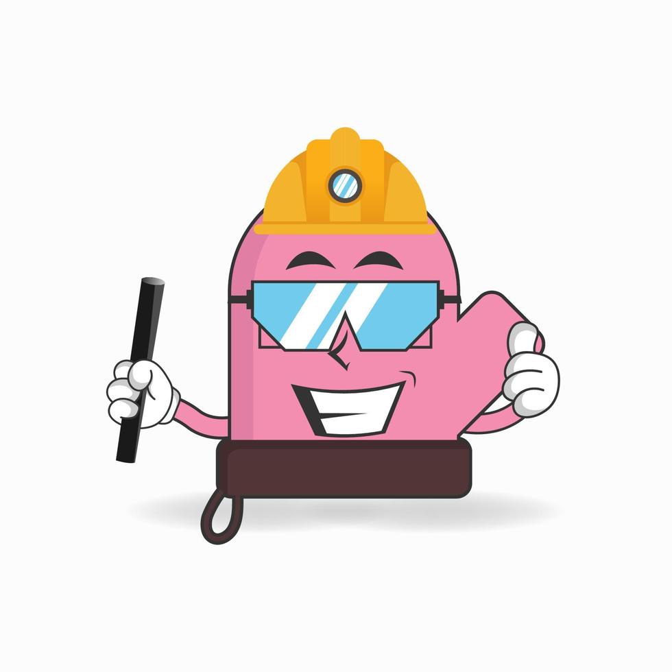 The gloves mascot character becomes a mining officer. vector illustration