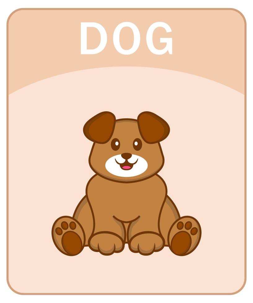 Alphabet flashcard with Cute dog cartoon character. vector