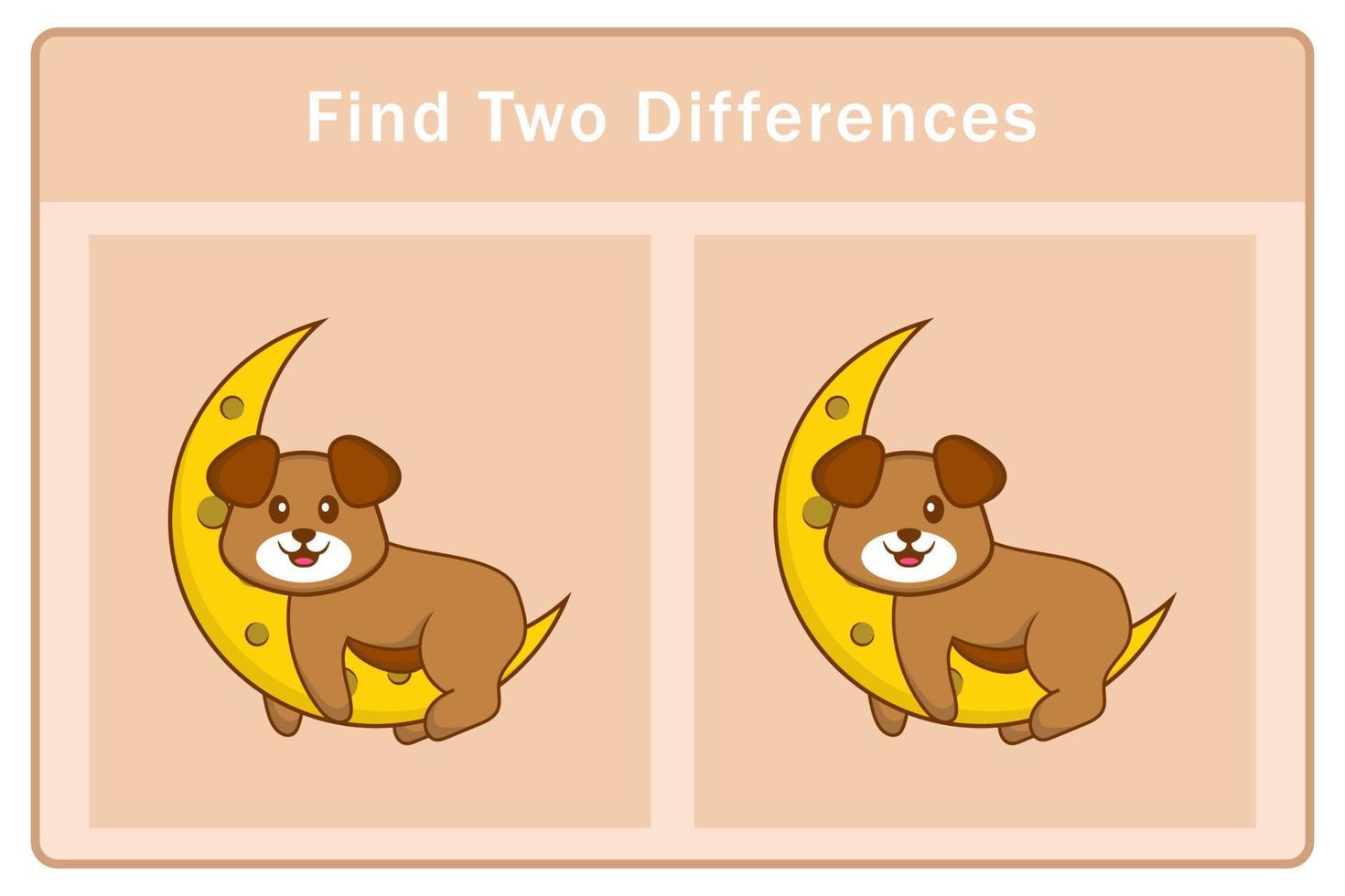 Cute dog cartoon character. Find differences. Educational game for children. Cartoon vector illustration