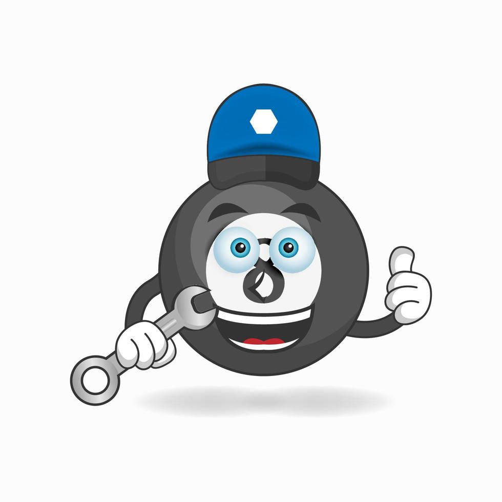 The Billiard ball mascot character becomes a mechanic. vector illustration