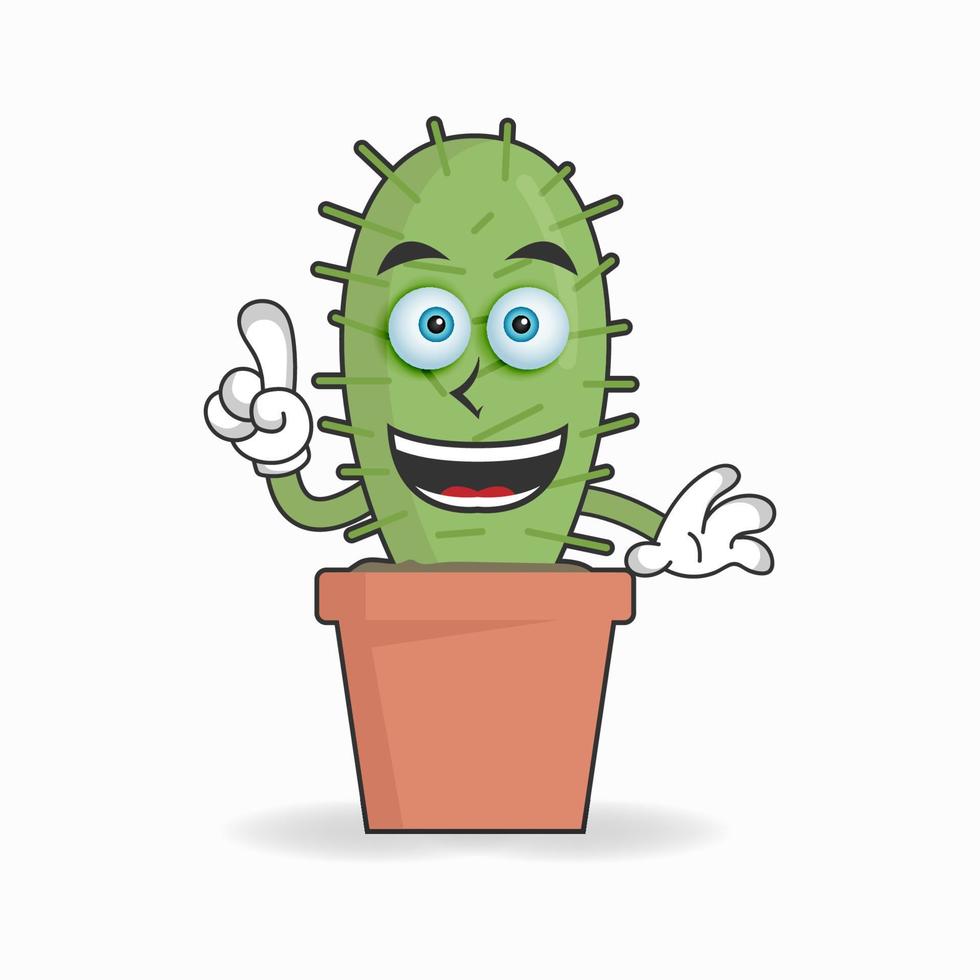 Cactus mascot character with smile expression. vector illustration
