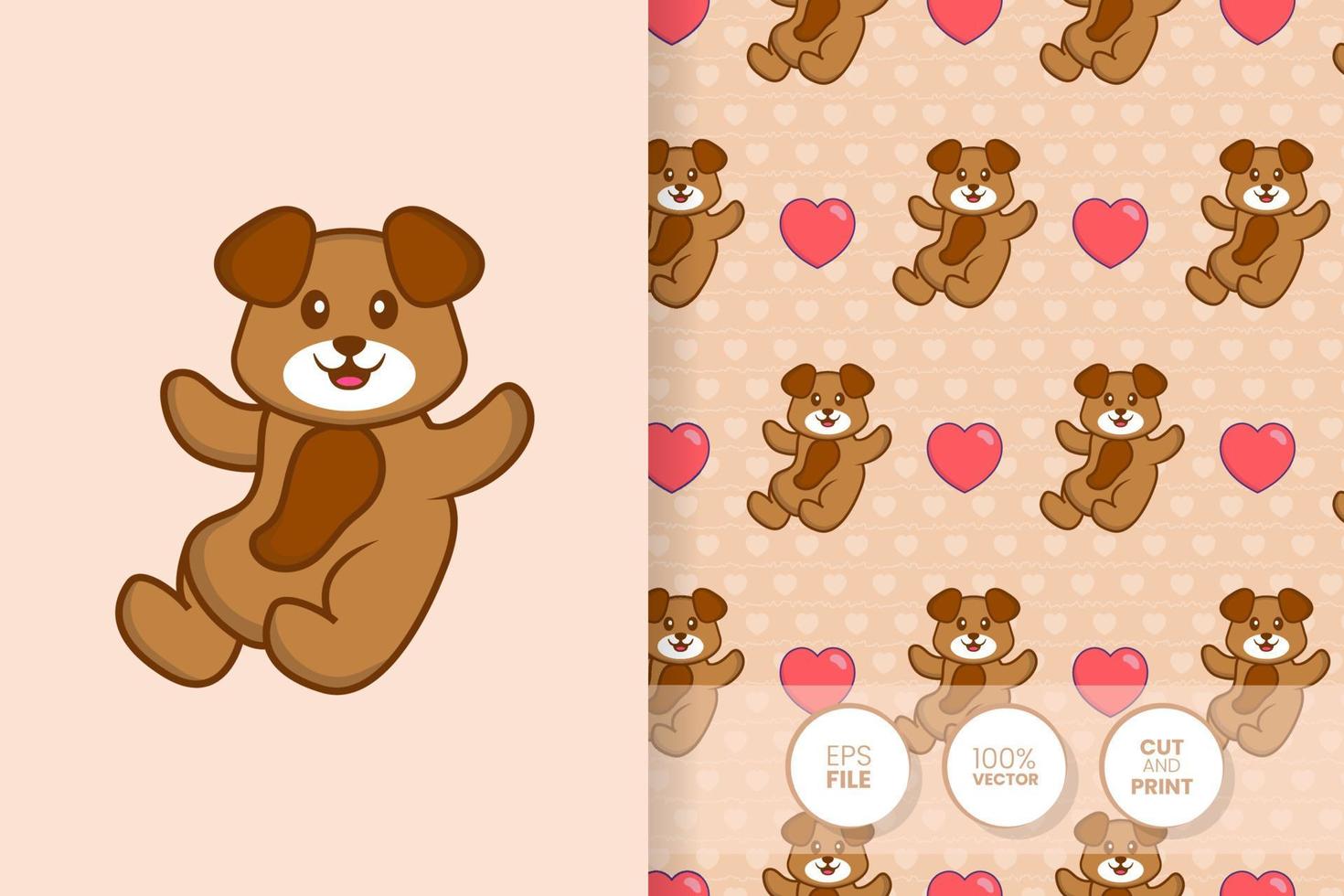 Cute dog cartoon character. seamless pattern background. vector