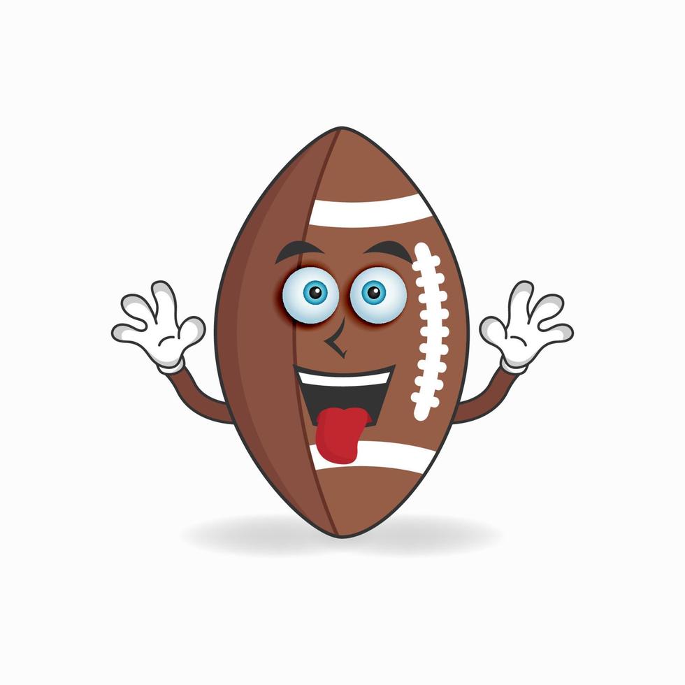 Personaje de mascota de fútbol americano con expresión de risa y lengua pegajosa. ilustración vectorial vector