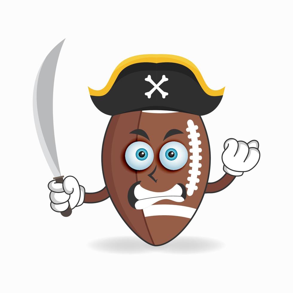 The American Football mascot character becomes a pirate. vector illustration