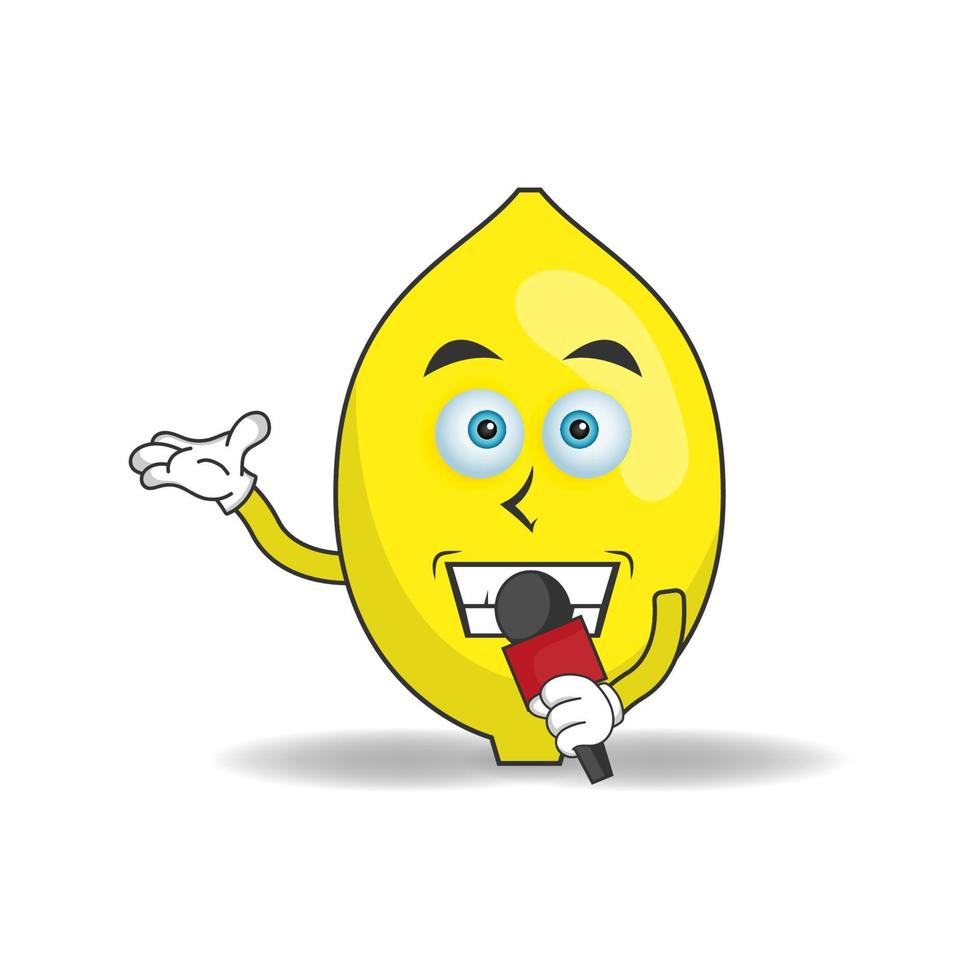 The Lemon mascot character becomes a host. vector illustration