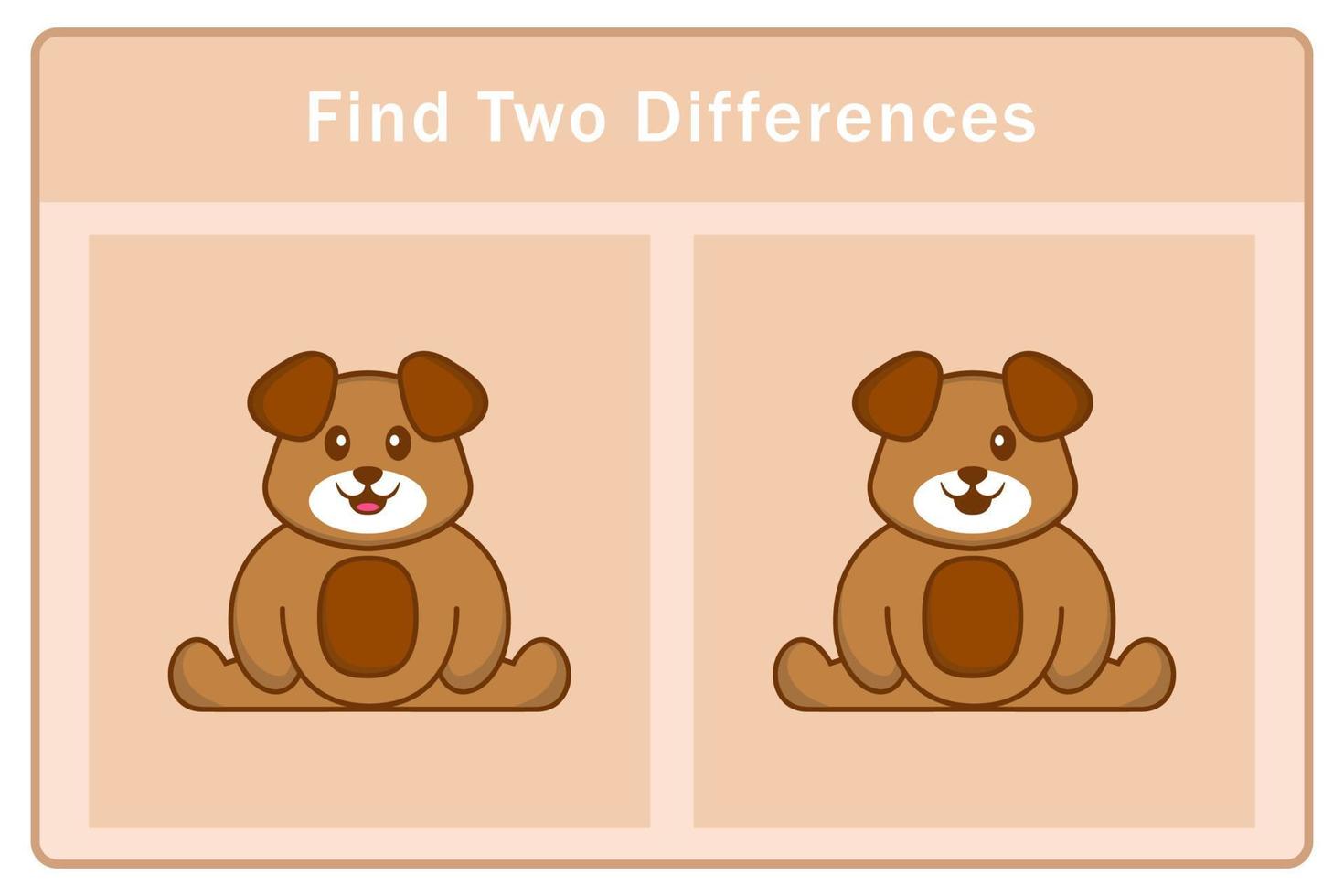 Cute dog cartoon character. Find differences. Educational game for children. Cartoon vector illustration