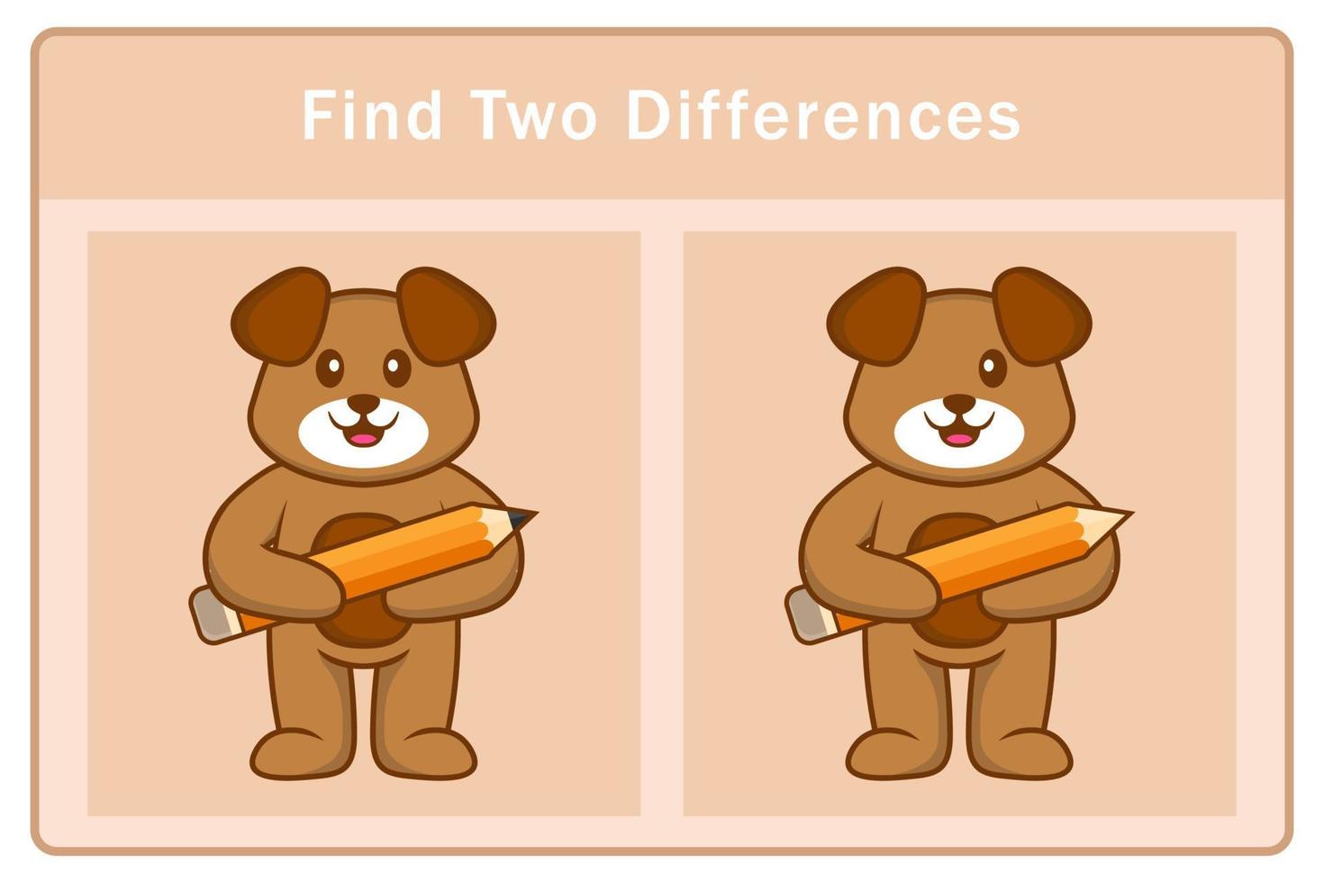 Cute dog cartoon character. Find differences. Educational game for children. Cartoon vector illustration