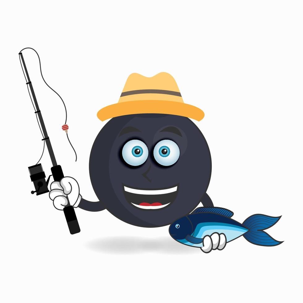 el personaje de la mascota del boom está pescando. ilustración vectorial vector