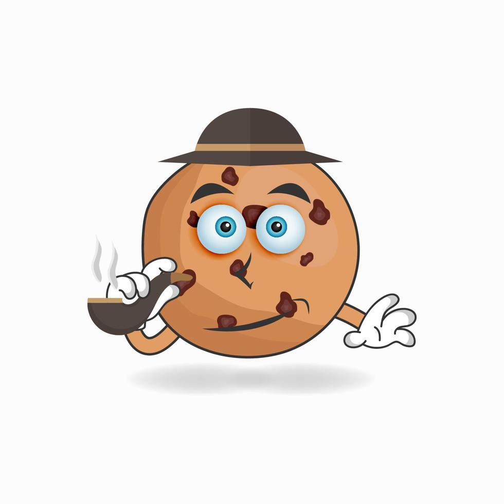 personaje de mascota de galletas fumando. ilustración vectorial vector