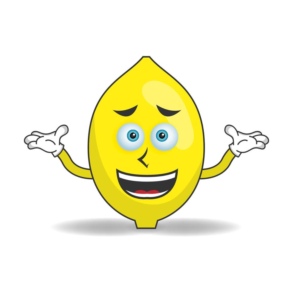 Lemon mascot character with a confused expression. vector illustration