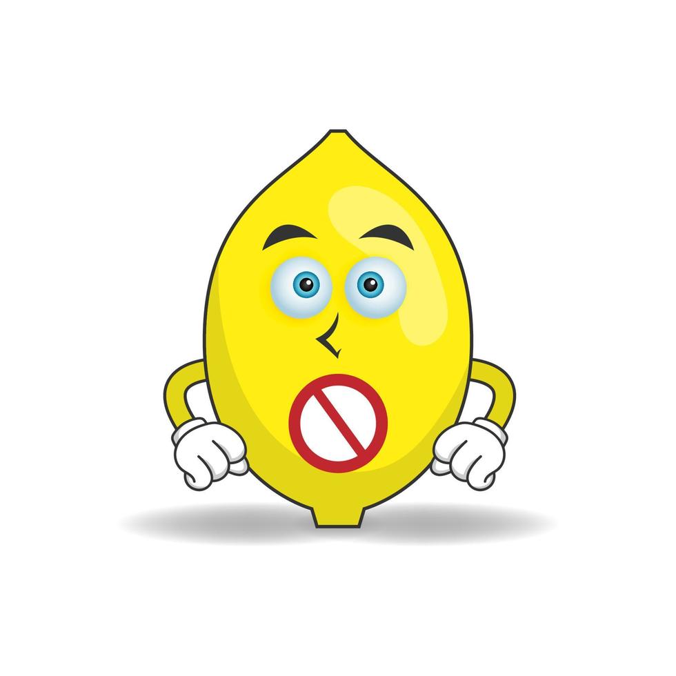 The Lemon mascot character with a speechless expression. vector illustration