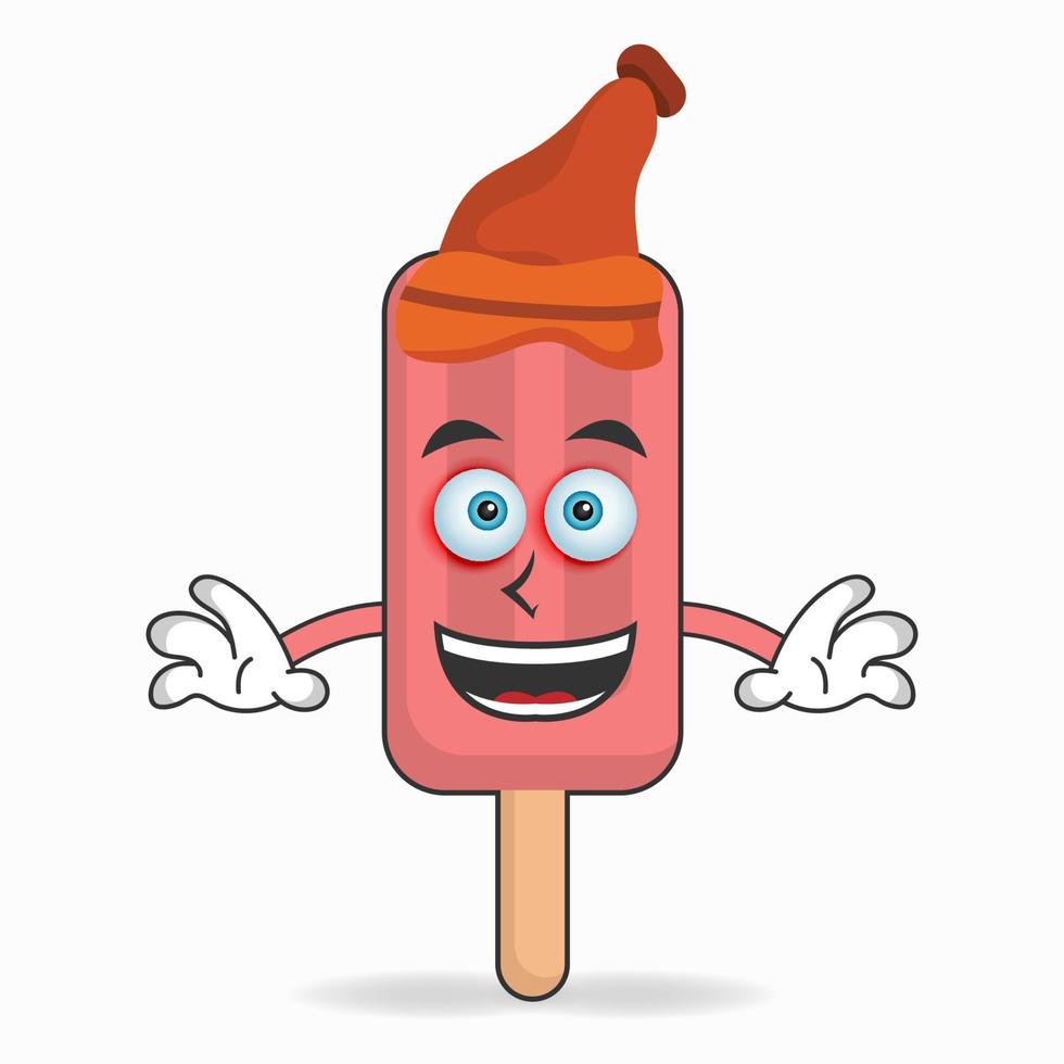The Red Ice Cream mascot character wearing a hat. vector illustration