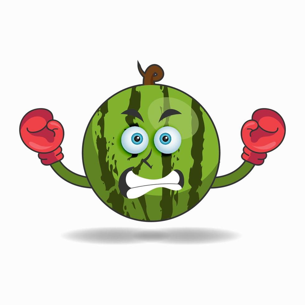 Watermelon mascot character with boxing gear. vector illustration ...