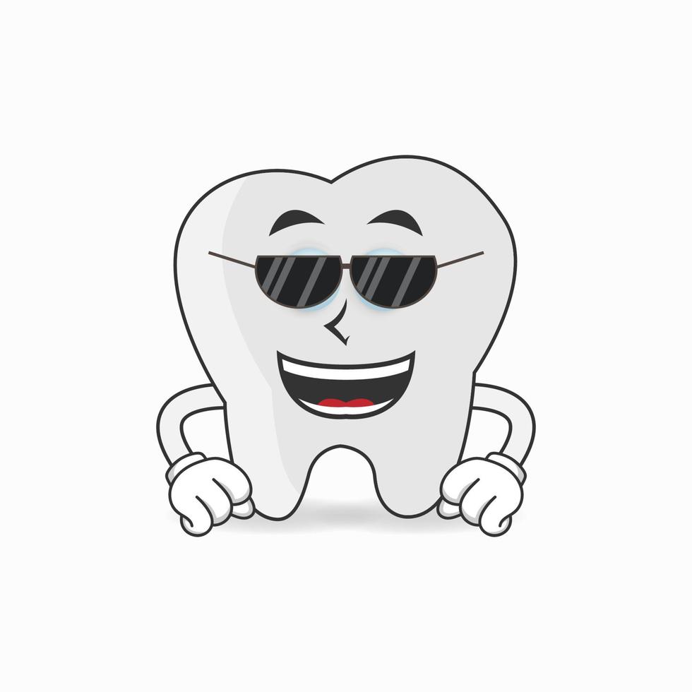 Tooth mascot character with sunglasses. vector illustration