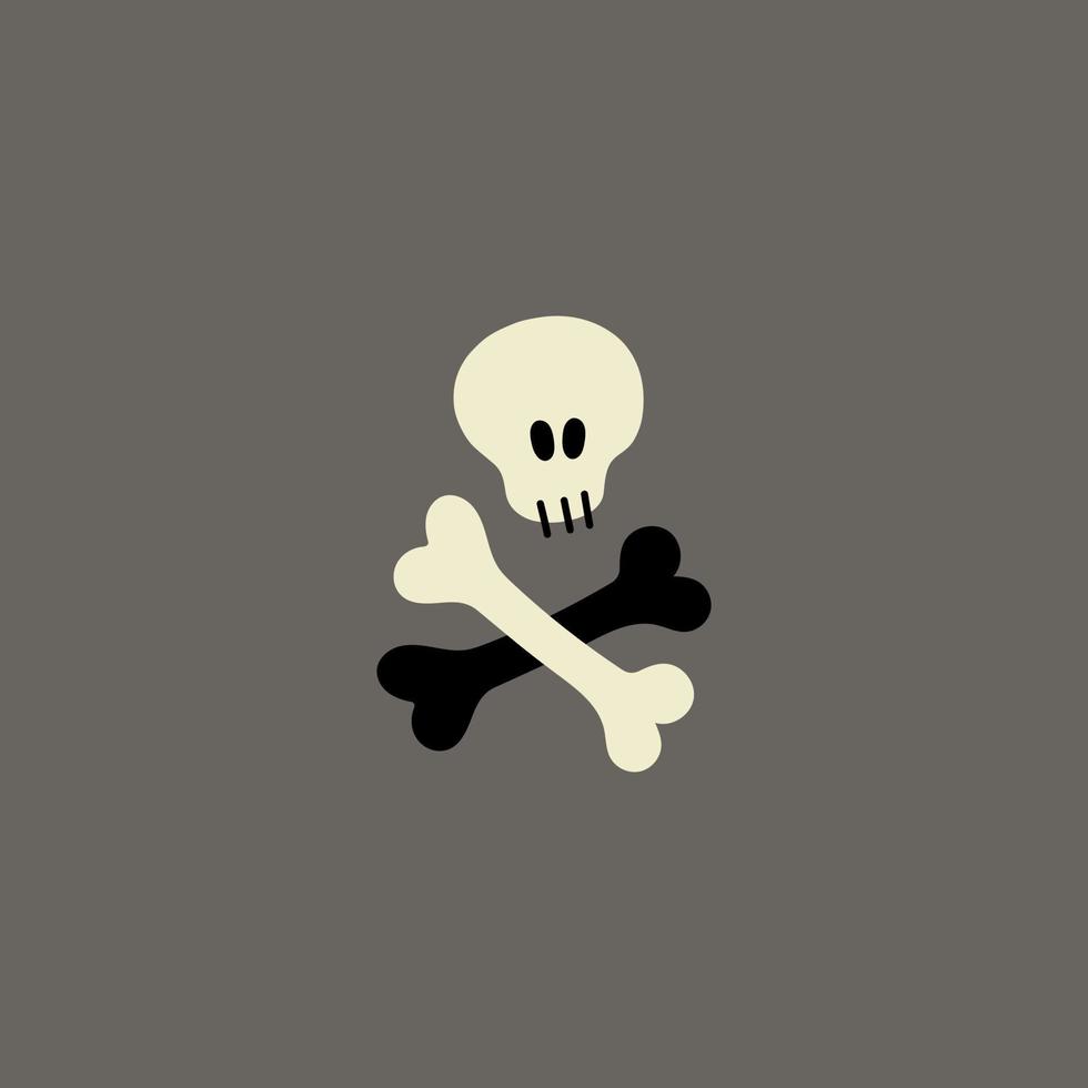 Skull and crossbones. Vector flat hand drawn