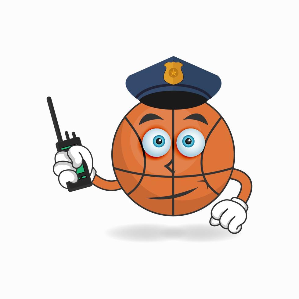The Basketball mascot character becomes a policeman. vector illustration