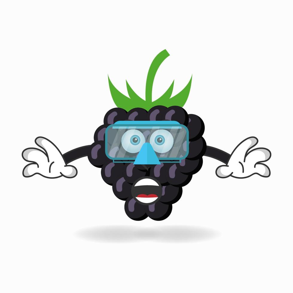 The Grape mascot character is diving. vector illustration