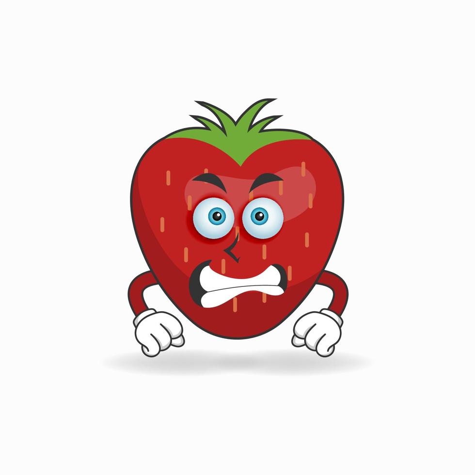 Strawberry mascot character with angry expression. vector illustration