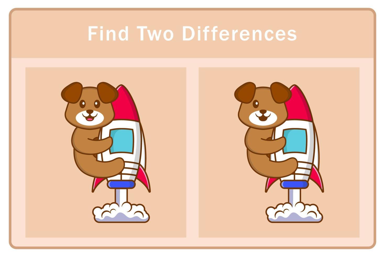 Cute dog cartoon character. Find differences. Educational game for children. Cartoon vector illustration