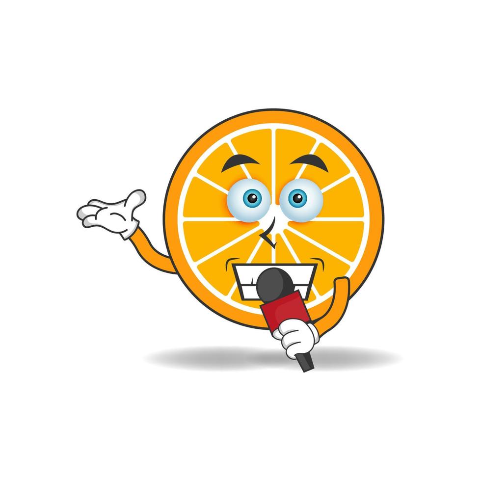 The Orange mascot character becomes a host. vector illustration