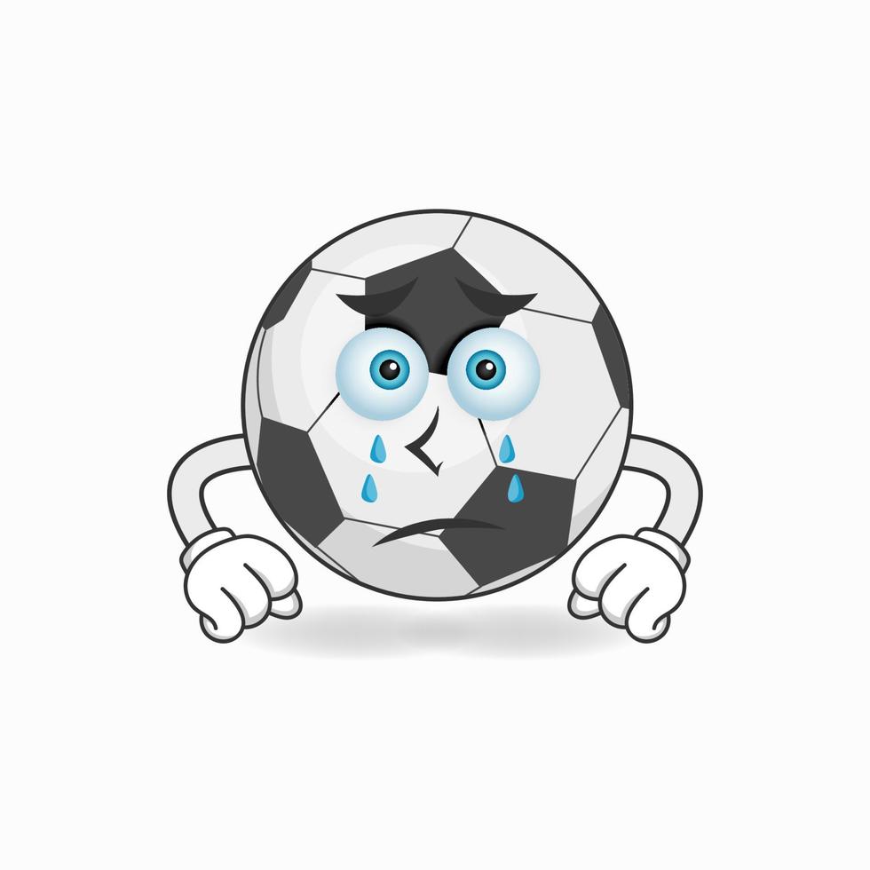 personaje de mascota de balón de fútbol con expresión triste. ilustración vectorial vector