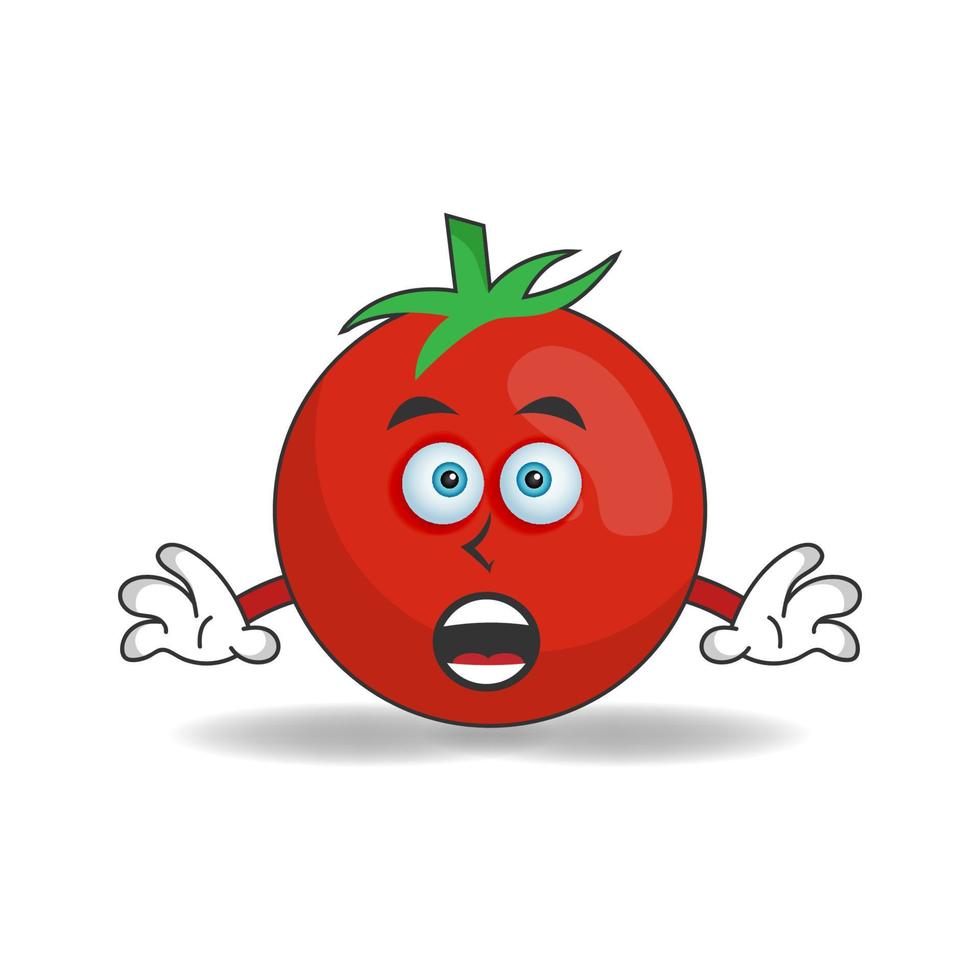 Tomato mascot character with shocked expression. vector illustration