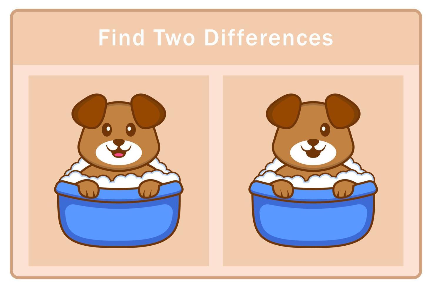 Cute dog cartoon character. Find differences. Educational game for children. Cartoon vector illustration