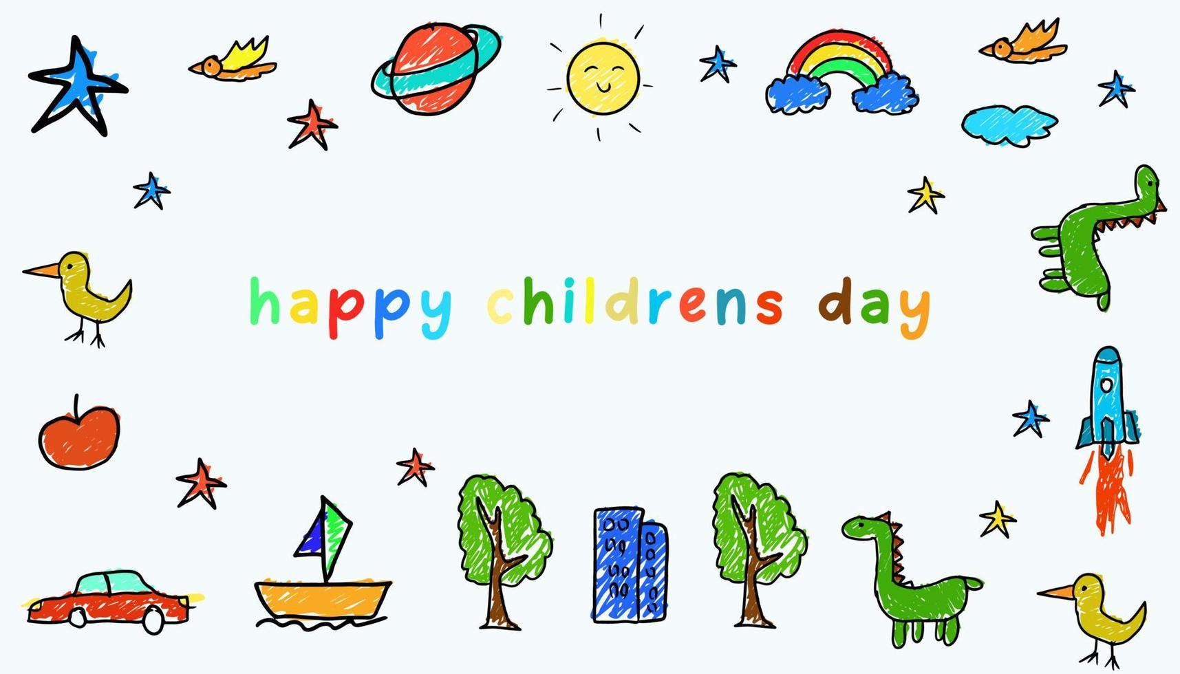 happy children's day background hand draw illustration vector design