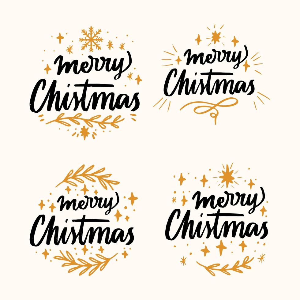 merry christmas hand lettering collection vector