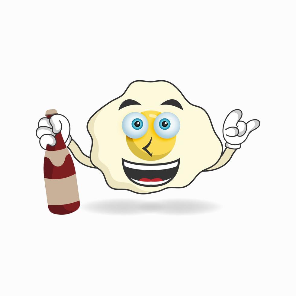 Egg mascot character holding a bottle. vector illustration