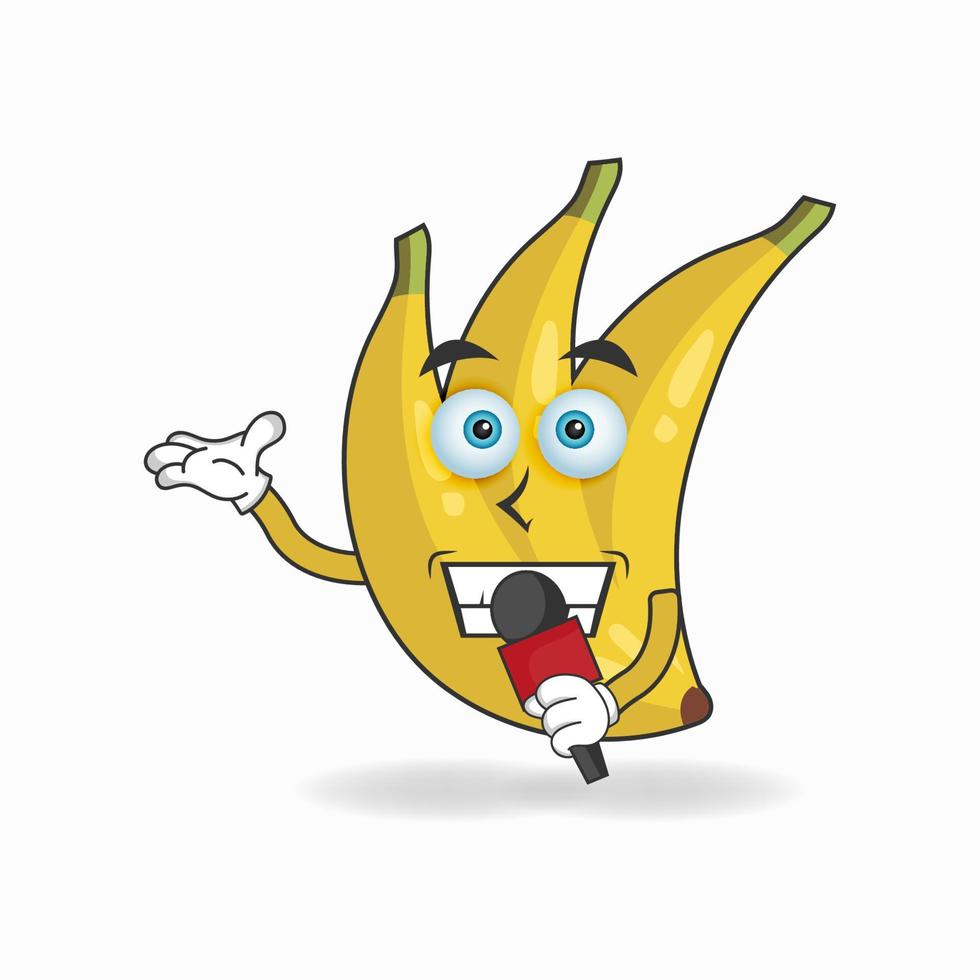 The Banana mascot character becomes a host. vector illustration