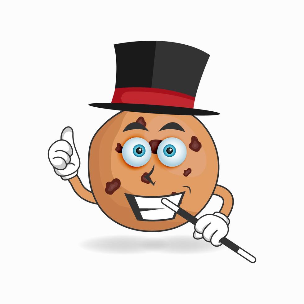 The Cookies mascot character becomes a magician. vector illustration